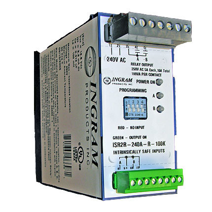 IS Relay,2 chan.,240VAC,DIN rail,100K sense