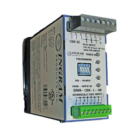 IS Relay,4 chan.,Latch,120VAC,DIN rail,10K sense